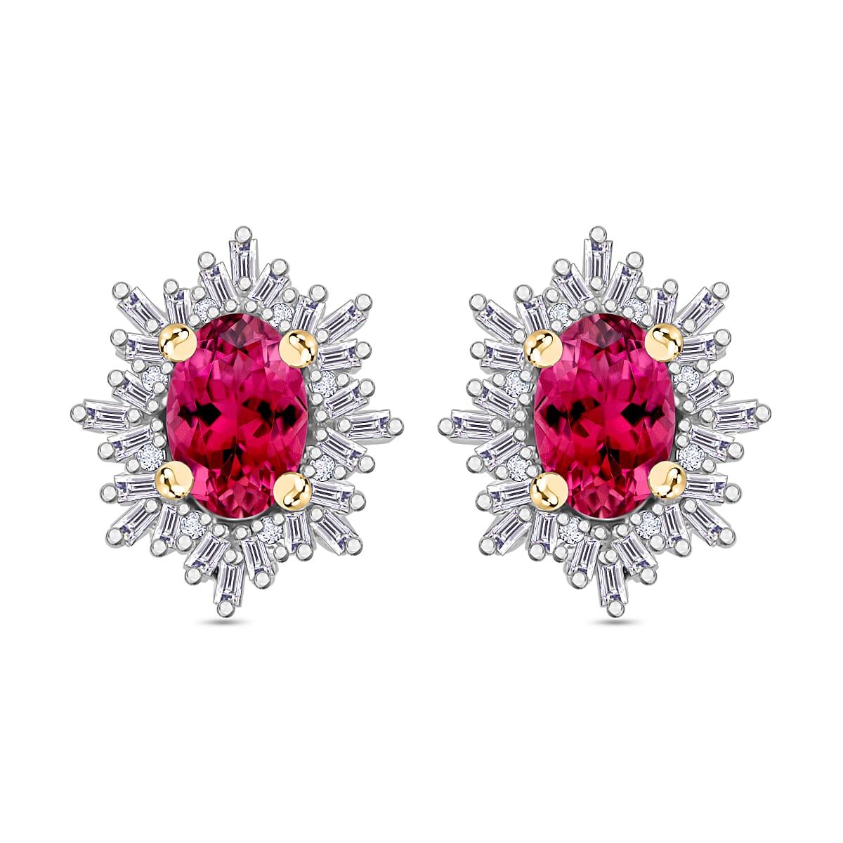 Tanzanite, Diamond (0.25 cts) Stud Earrings in Rhodium Over Sterling Silver 1.20 ctw