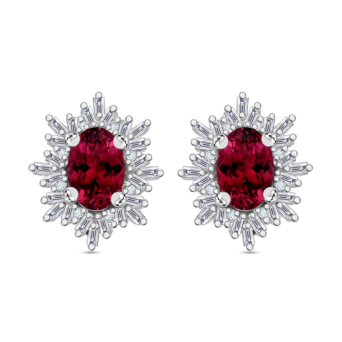 Tanzanite, Diamond (0.25 cts) Stud Earrings in Rhodium Over Sterling Silver 1.20 ctw