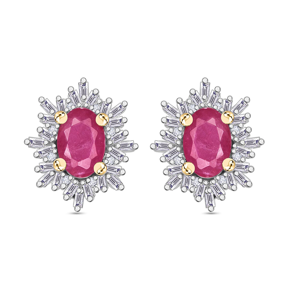 Tanzanite, Diamond (0.25 cts) Stud Earrings in Rhodium Over Sterling Silver 1.20 ctw