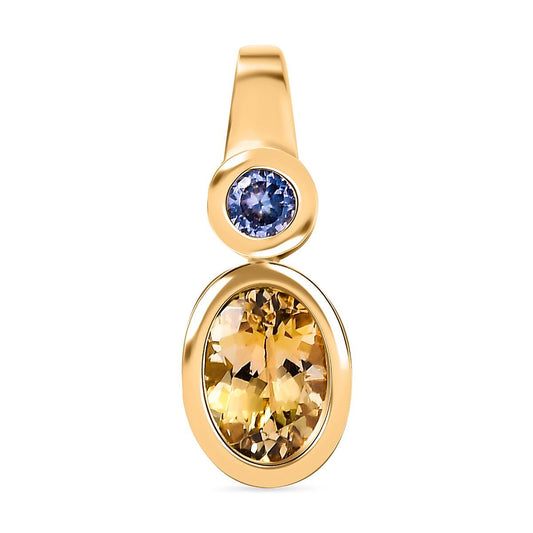 Natural Golden Tanzanite and Tanzanite Pendant in 18K Vermeil YG Over Sterling Silver 1.19 ctw