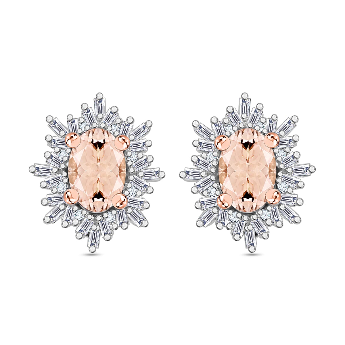 Tanzanite, Diamond (0.25 cts) Stud Earrings in Rhodium Over Sterling Silver 1.20 ctw