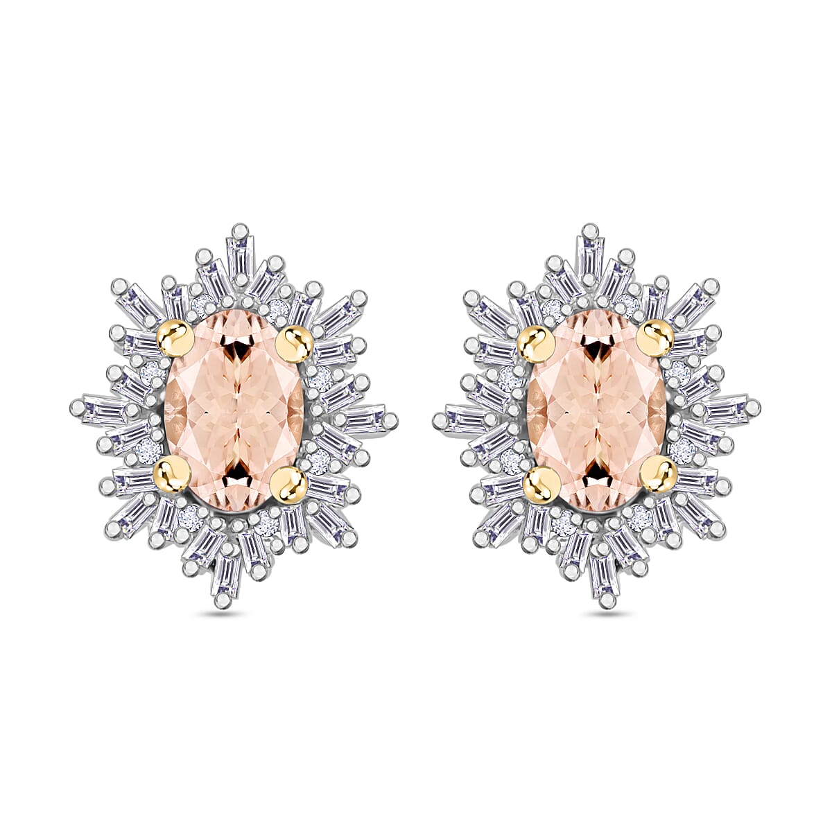 Tanzanite, Diamond (0.25 cts) Stud Earrings in Rhodium Over Sterling Silver 1.20 ctw