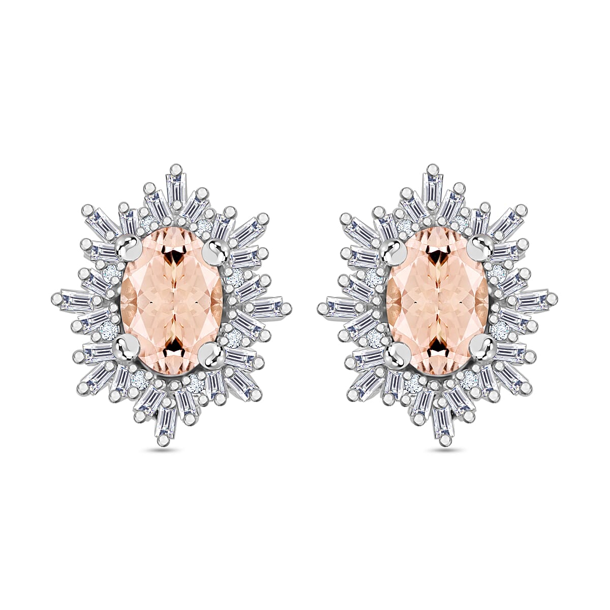 Tanzanite, Diamond (0.25 cts) Stud Earrings in Rhodium Over Sterling Silver 1.20 ctw