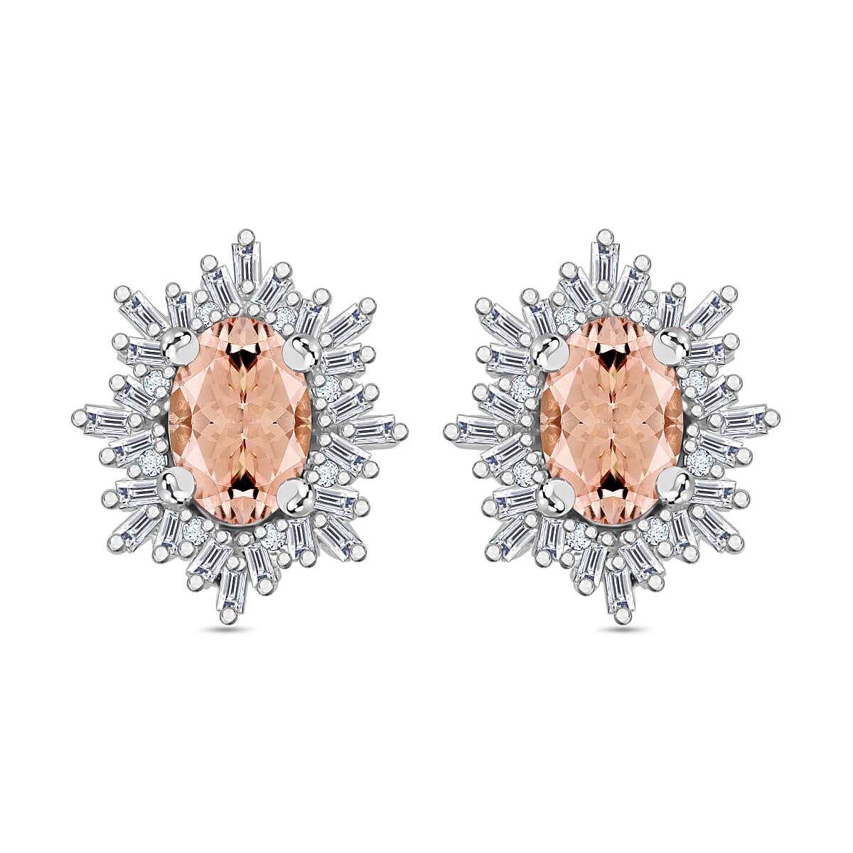 Tanzanite, Diamond (0.25 cts) Stud Earrings in Rhodium Over Sterling Silver 1.20 ctw