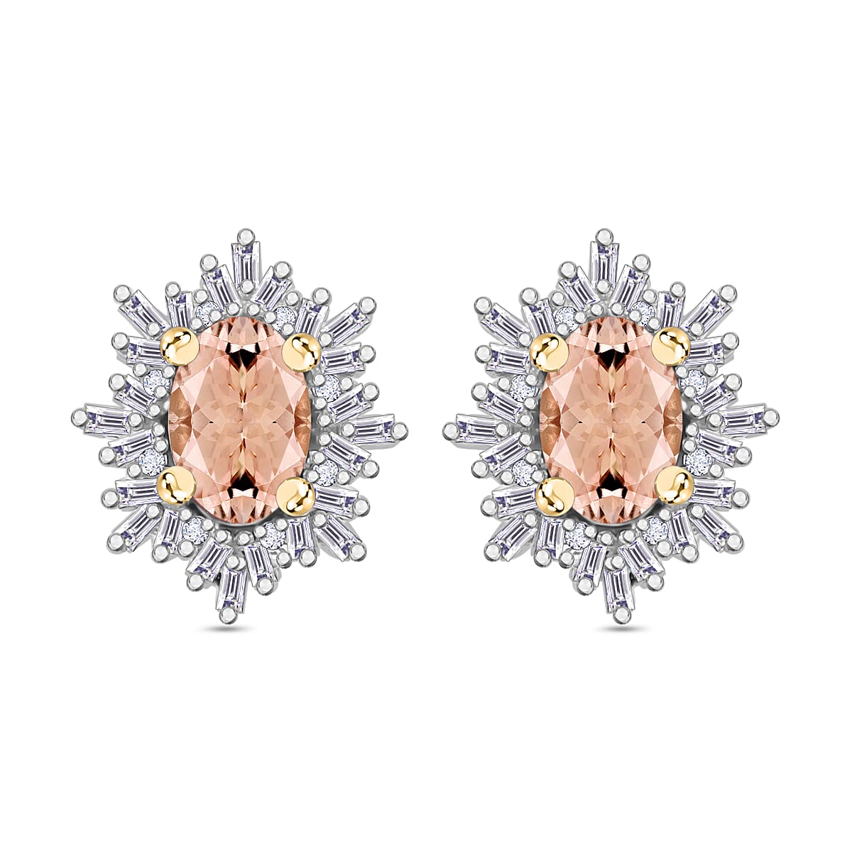 Tanzanite, Diamond (0.25 cts) Stud Earrings in Rhodium Over Sterling Silver 1.20 ctw