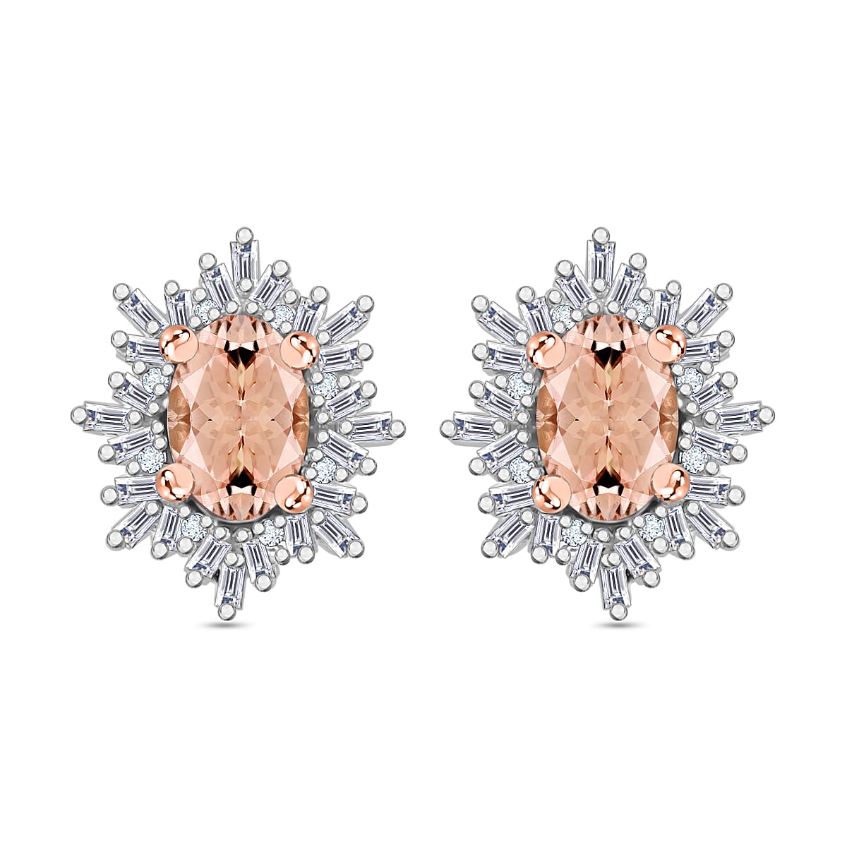 Tanzanite, Diamond (0.25 cts) Stud Earrings in Rhodium Over Sterling Silver 1.20 ctw