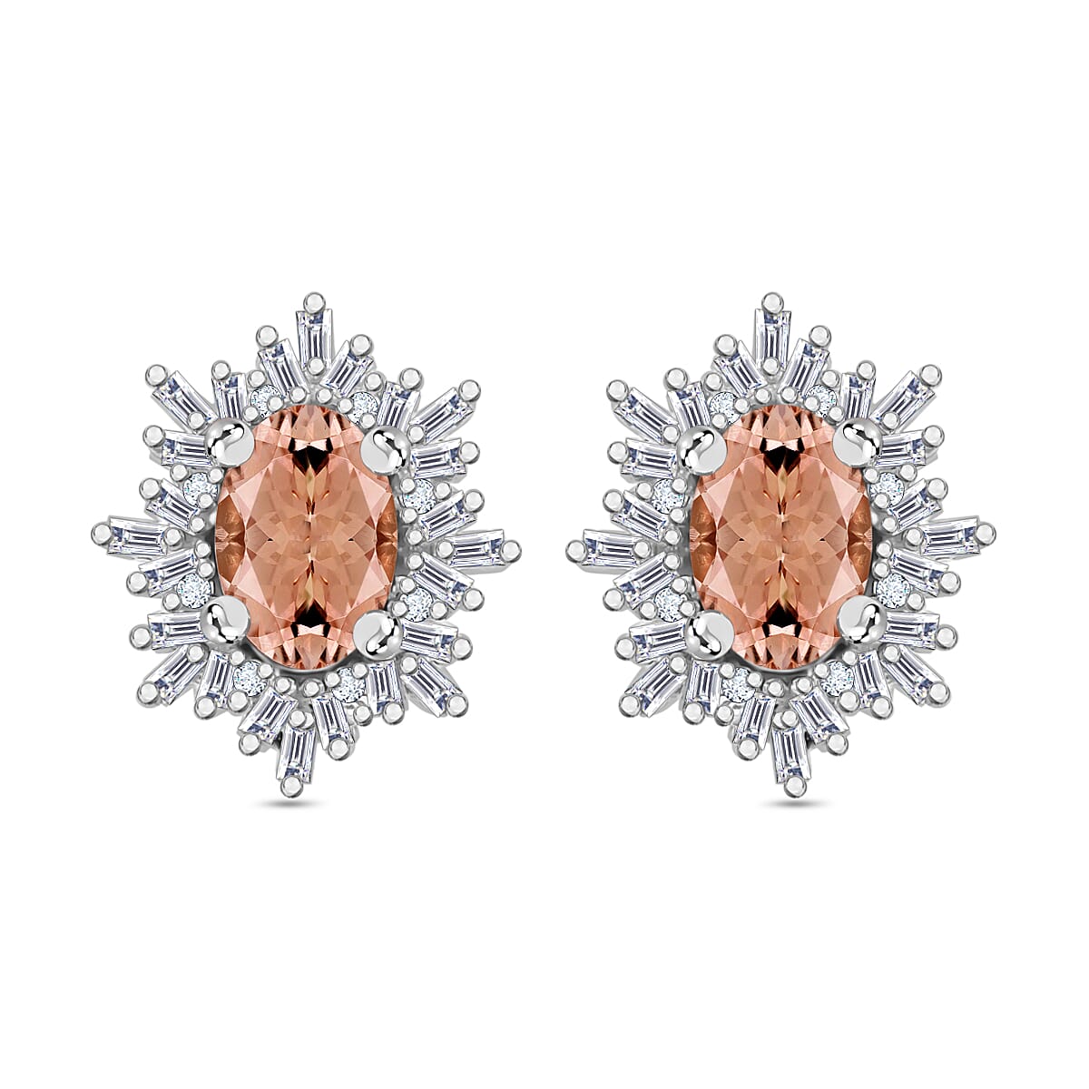 Tanzanite, Diamond (0.25 cts) Stud Earrings in Rhodium Over Sterling Silver 1.20 ctw