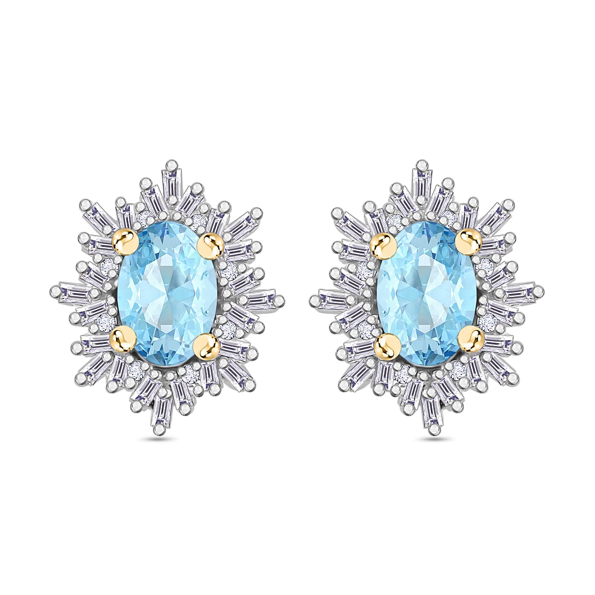 Tanzanite, Diamond (0.25 cts) Stud Earrings in Rhodium Over Sterling Silver 1.20 ctw