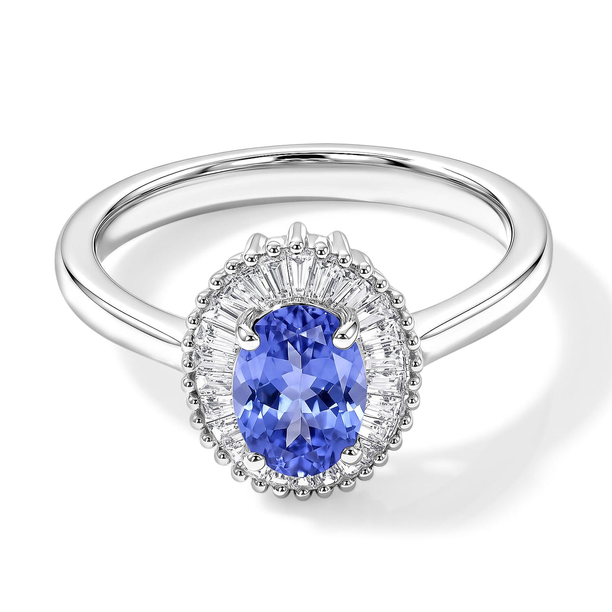 Luxoro Premium Tanzanite and G-H I1 Diamond Ring in 14K White Gold (Size 10.0) 1.00 ctw