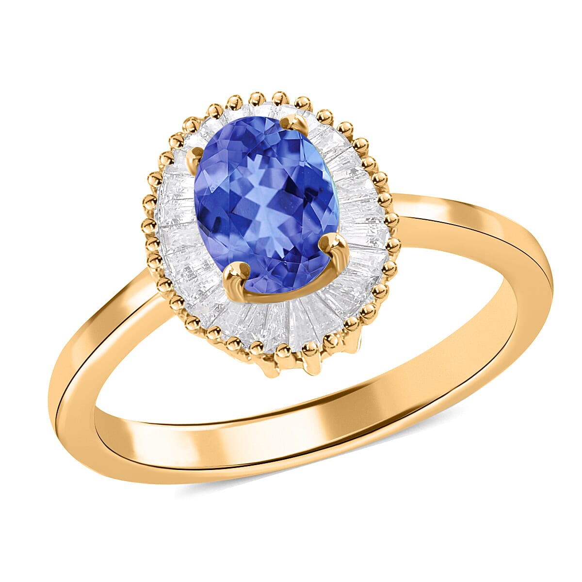 Luxoro Premium Tanzanite and G-H I1 Diamond Ring in 14K White Gold (Size 10.0) 1.00 ctw
