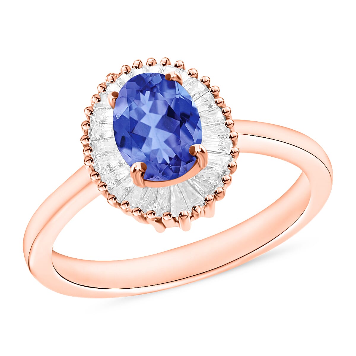 Luxoro Premium Tanzanite and G-H I1 Diamond Ring in 14K White Gold (Size 10.0) 1.00 ctw