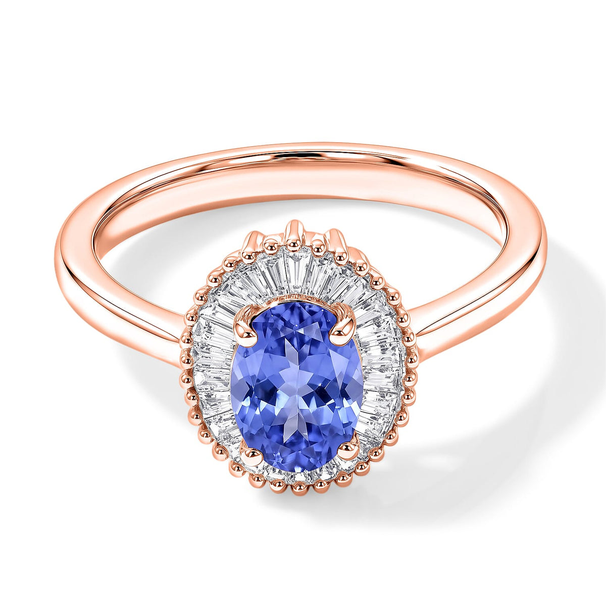 Luxoro Premium Tanzanite and G-H I1 Diamond Ring in 14K White Gold (Size 10.0) 1.00 ctw