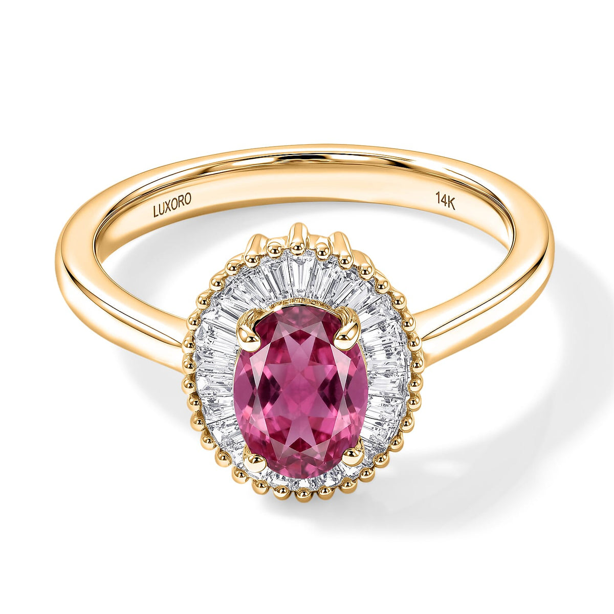 Luxoro Premium Ouro Fino Rubellite and G-H I1 Diamond 1.00 ctw Ring in 14K White Gold
