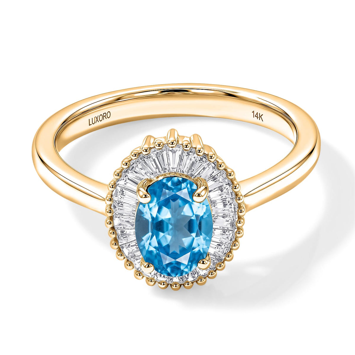 Luxoro Premium Mangoro Aquamarine and G-H I1 Diamond Ring in 14K White Gold (Size 10.0) 1.00 ctw