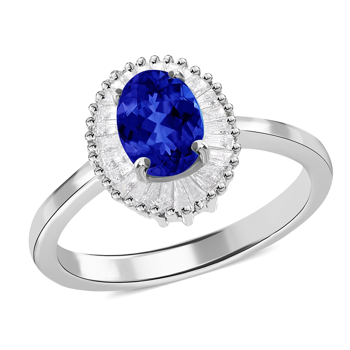 Luxoro Premium Tanzanite and G-H I1 Diamond Ring in 14K White Gold (Size 10.0) 1.00 ctw