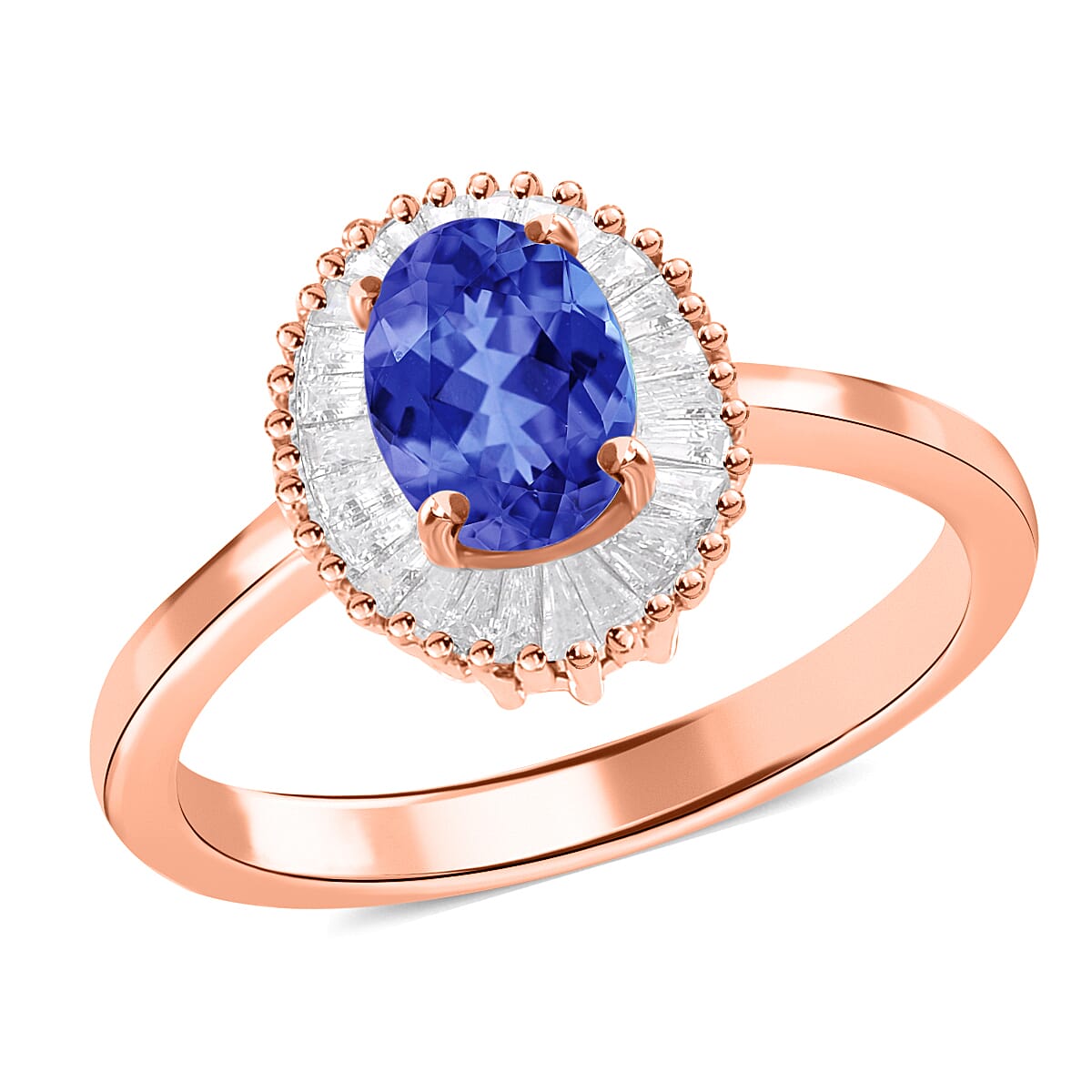 Luxoro Premium Tanzanite and G-H I1 Diamond Ring in 14K White Gold (Size 10.0) 1.00 ctw
