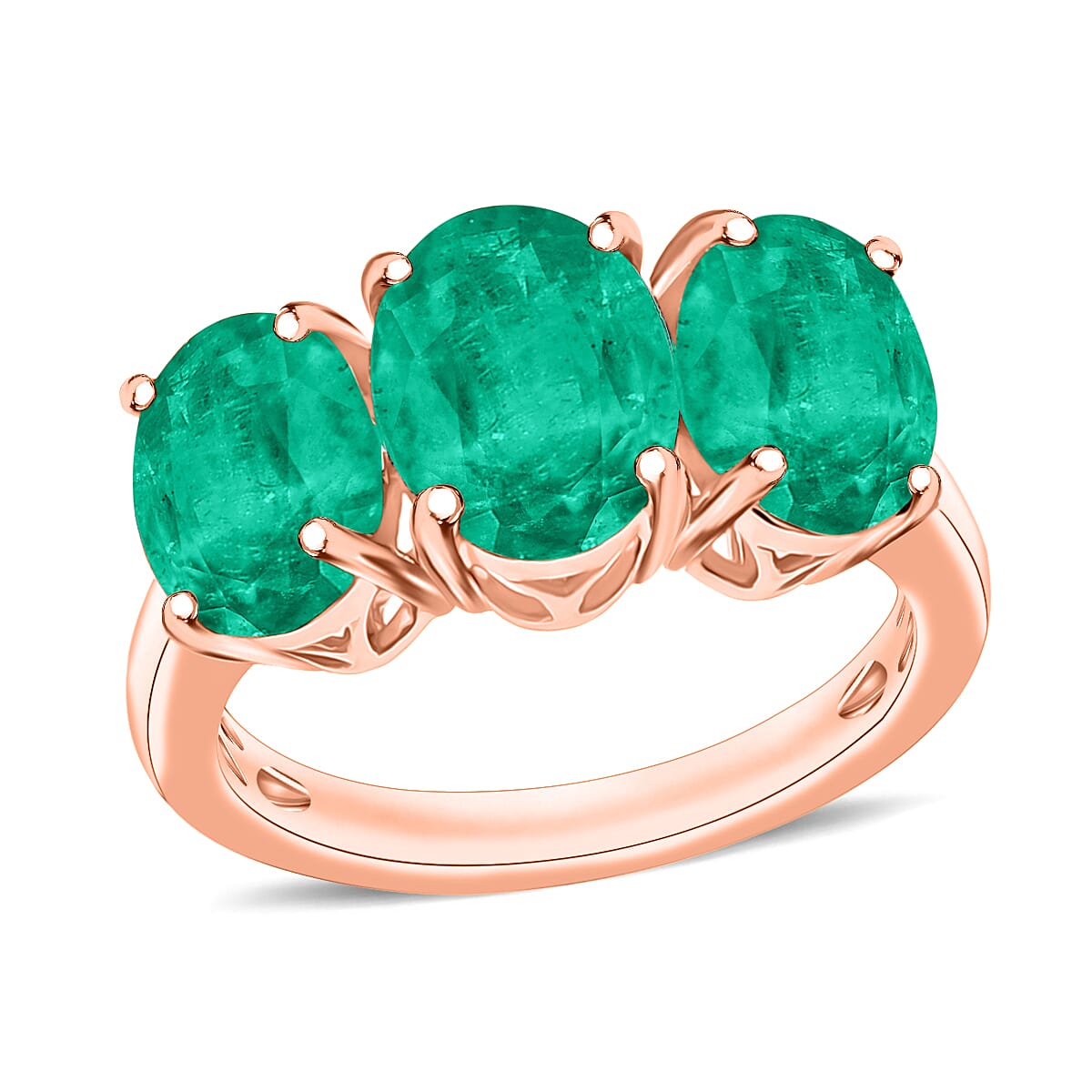 Iliana AAA Kagem Zambian Emerald 3 Stone Ring in 18K White Gold (Size 10.0) 6 Grams 4.20 ctw