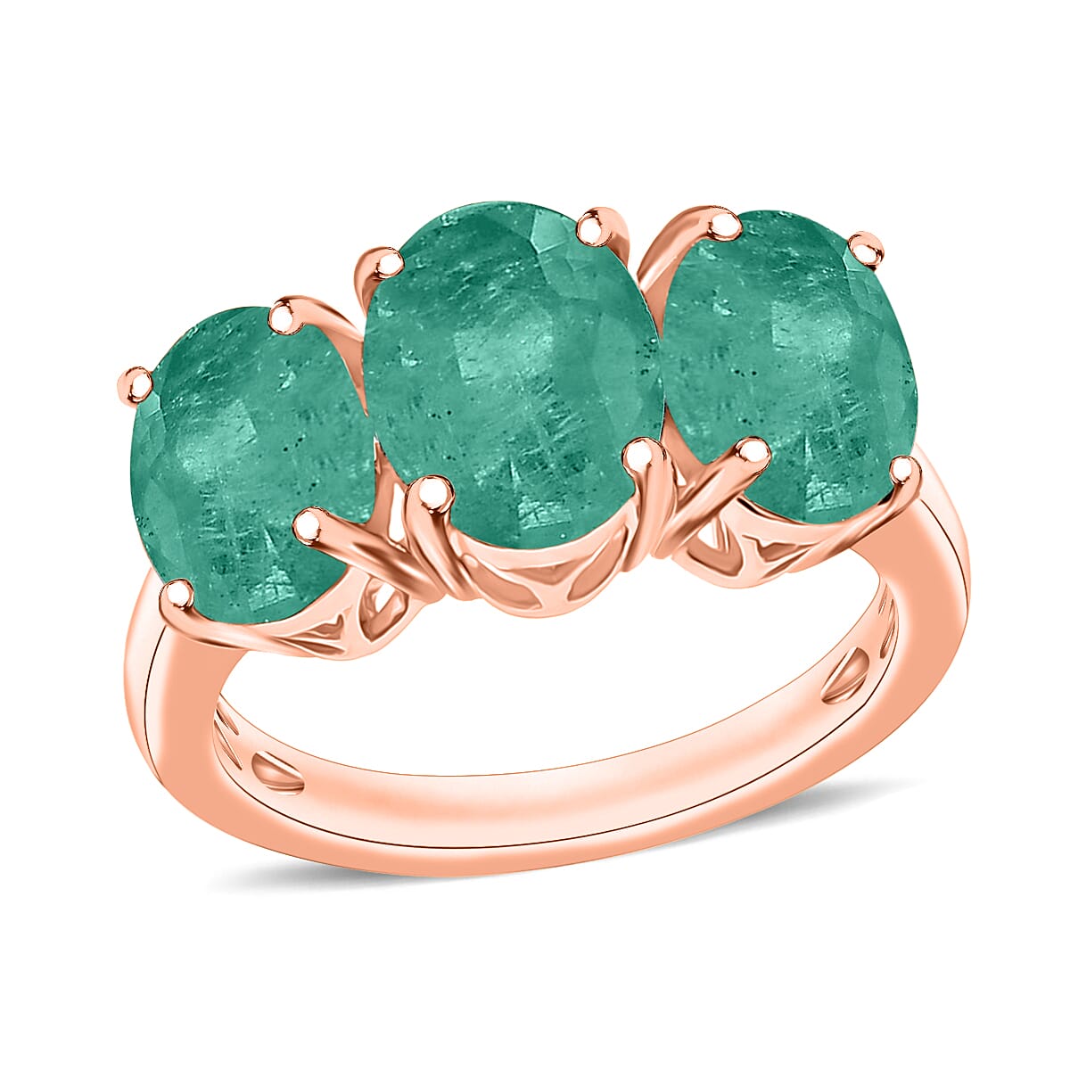 Iliana AAA Kagem Zambian Emerald 3 Stone Ring in 18K White Gold (Size 10.0) 6 Grams 4.20 ctw