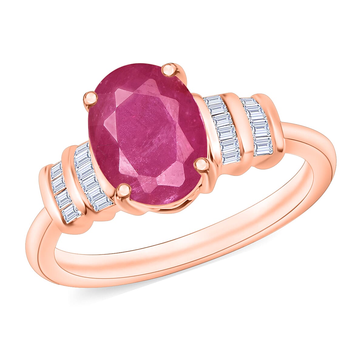 Luxoro Premium Mozambique Ruby and G-H I1 Diamond Ring in 14K White Gold (Size 10.0) 2.70 ctw