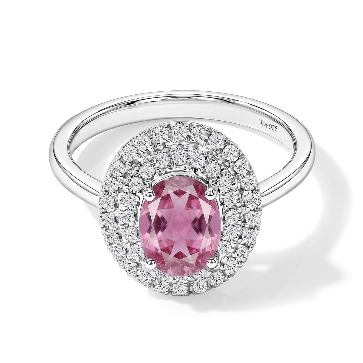 Ouro Fino Rubellite and White Zircon Double Hao Ring in 18K Vermeil Rose Gold Over Sterling Silver (Size 10) 1.55 ctw