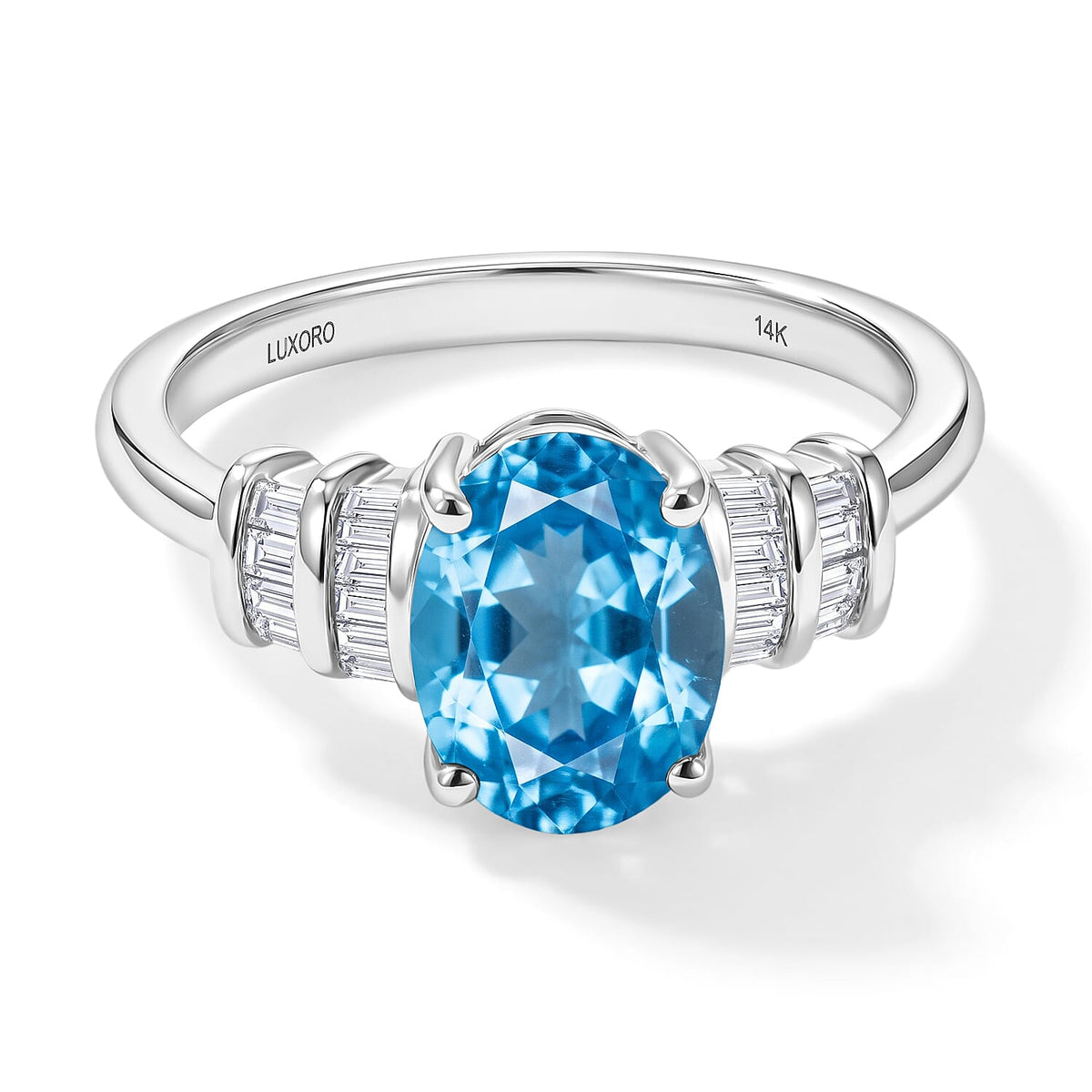 Luxoro Premium Mangoro Aquamarine and G-H I1 Diamond Ring in 14K Yellow Gold (Size 10.0) 1.80 ctw