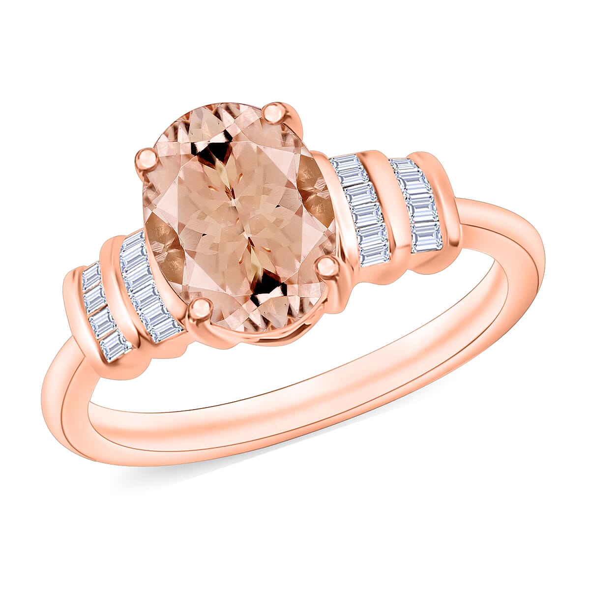 Luxoro Premium Pink Morganite and G-H I1 Diamond 1.90 ctw Ring in 14K White Gold