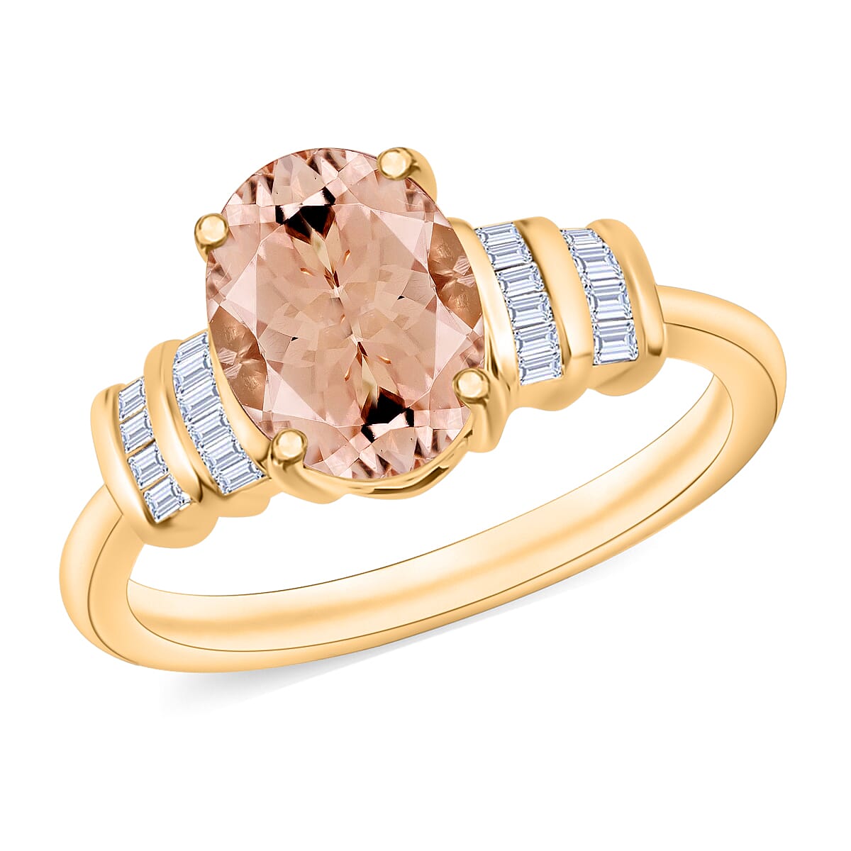 Luxoro Premium Pink Morganite and G-H I1 Diamond 1.90 ctw Ring in 14K White Gold