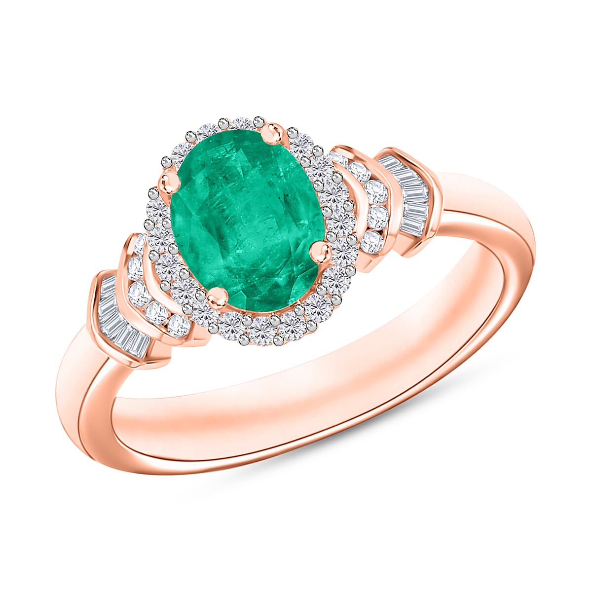 Luxoro Premium Kagem Zambian Emerald and G-H I1 Diamond Ring in 14K Yellow Gold (Size 4.5) 1.46 ctw