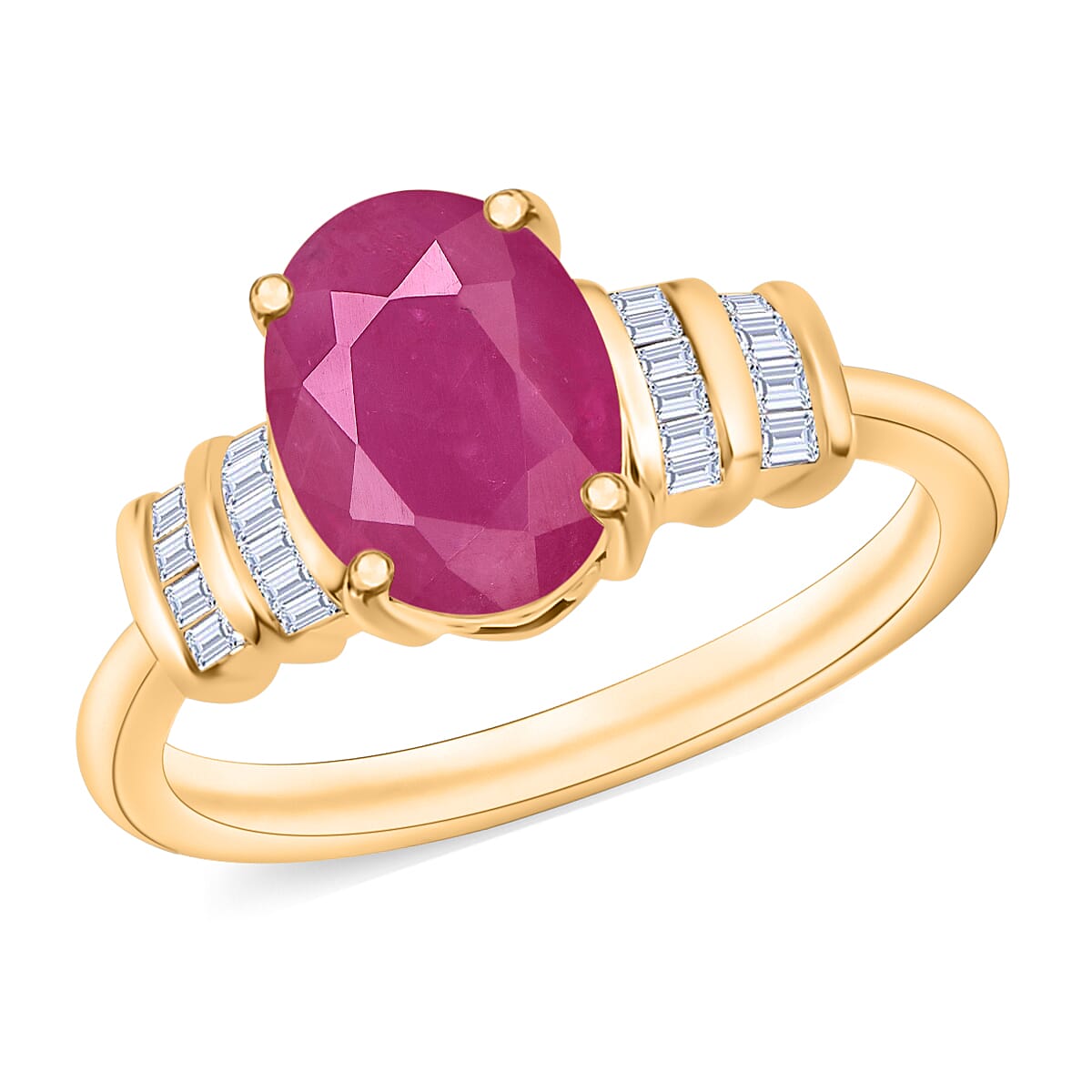 Luxoro Premium Mozambique Ruby and G-H I1 Diamond Ring in 14K White Gold (Size 10.0) 2.70 ctw