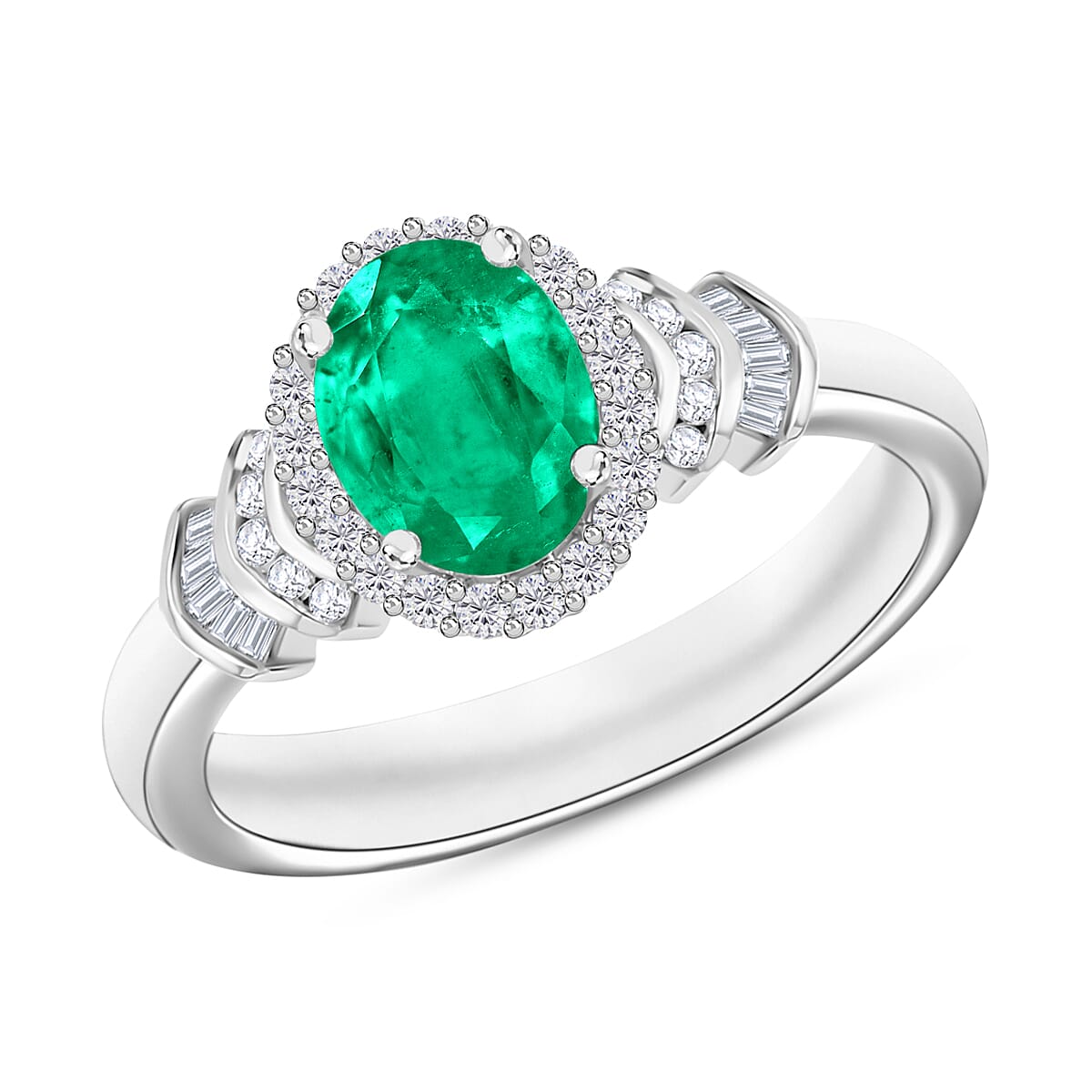 Luxoro Premium Kagem Zambian Emerald and G-H I1 Diamond Ring in 14K Yellow Gold (Size 4.5) 1.46 ctw