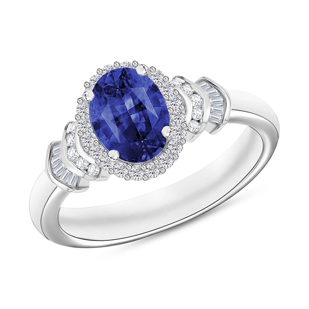Luxoro Premium Kanchanaburi Blue Sapphire and G-H I1 Diamond Ring in 14K White Gold (Size 10.0) 1.66 ctw
