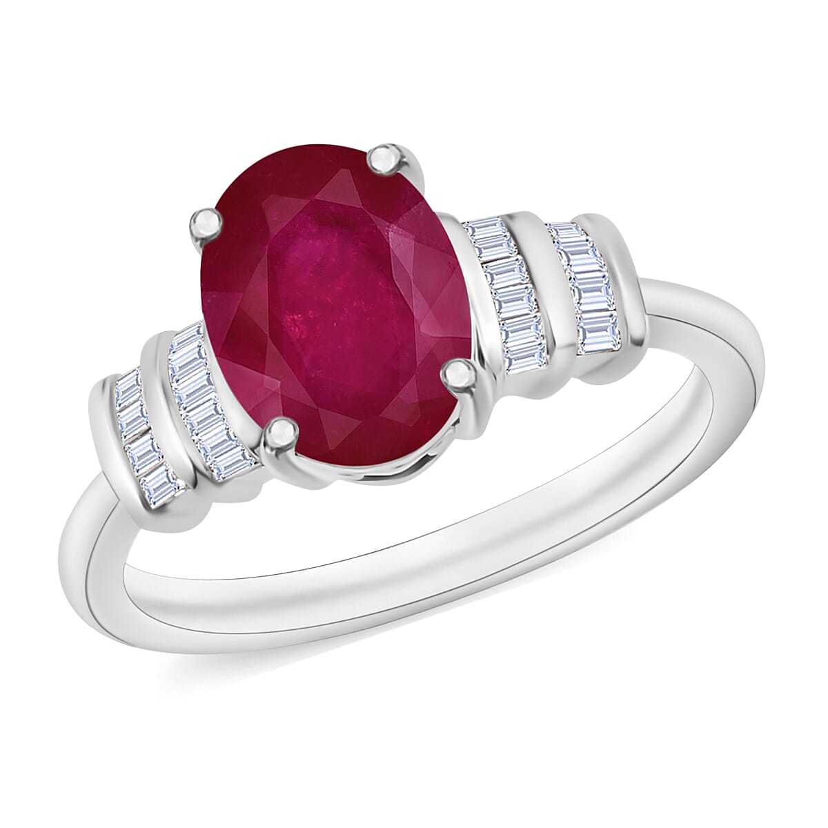 Luxoro Premium Mozambique Ruby and G-H I1 Diamond Ring in 14K White Gold (Size 10.0) 2.70 ctw