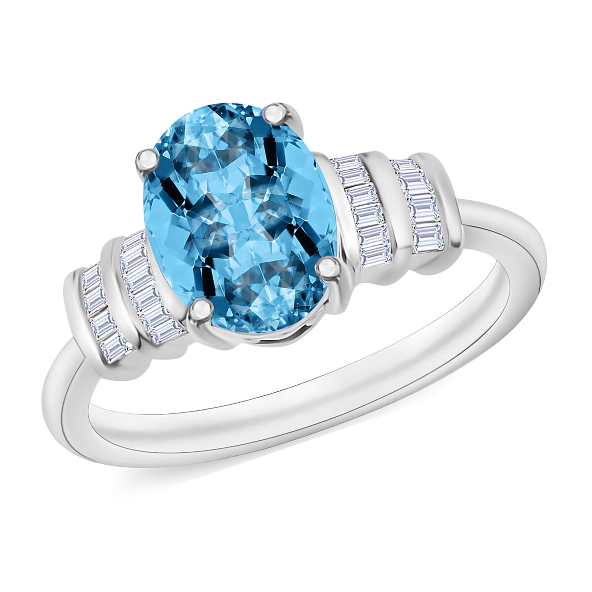 Luxoro Premium Mangoro Aquamarine and G-H I1 Diamond Ring in 14K Yellow Gold (Size 10.0) 1.80 ctw