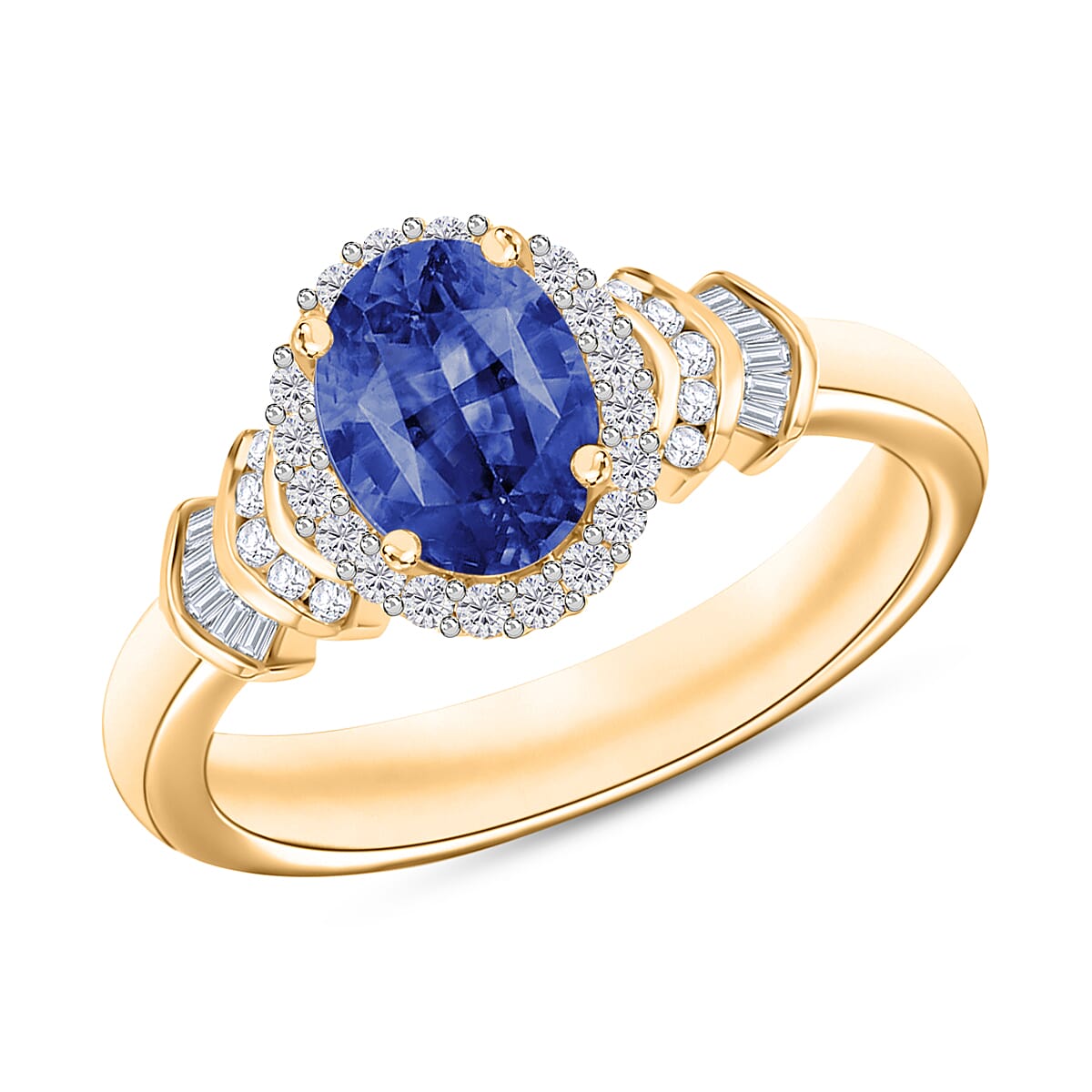 Luxoro Premium Kanchanaburi Blue Sapphire and G-H I1 Diamond Ring in 14K White Gold (Size 10.0) 1.66 ctw