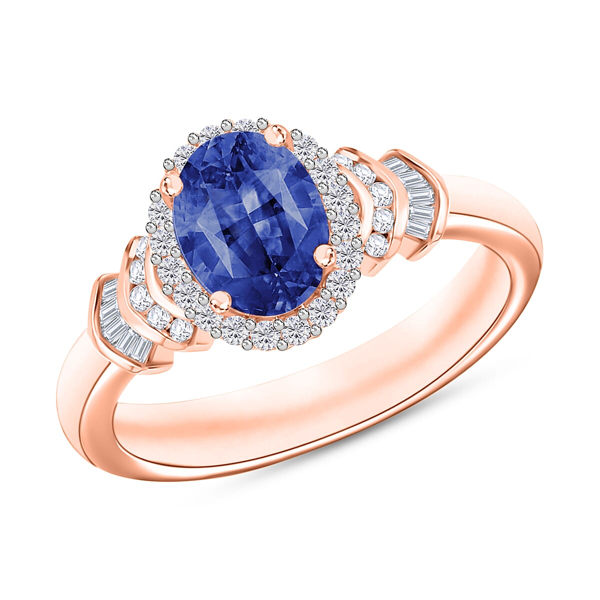 Luxoro Premium Kanchanaburi Blue Sapphire and G-H I1 Diamond Ring in 14K White Gold (Size 10.0) 1.66 ctw