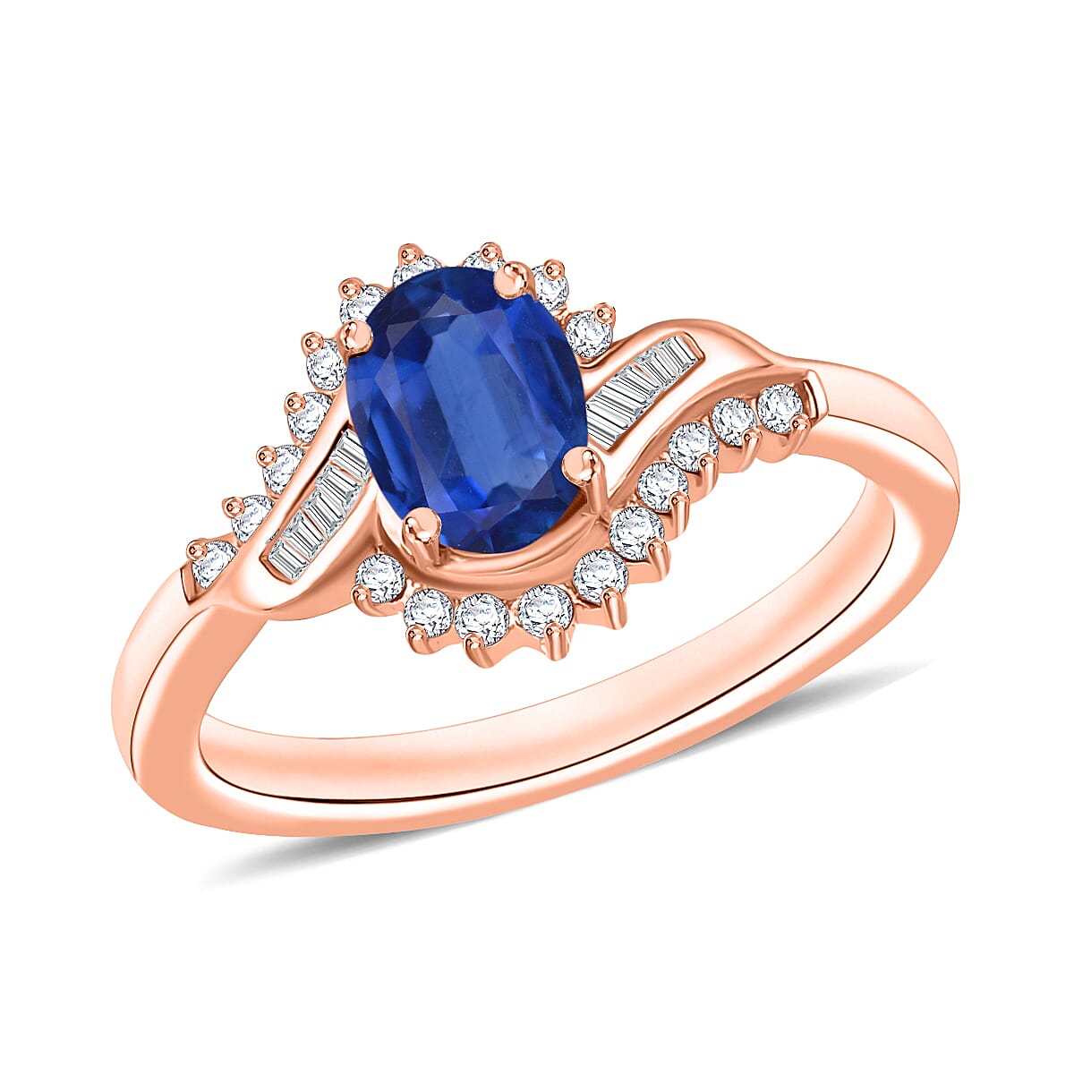 Luxoro Premium Kanchanaburi Blue Sapphire and G-H I1 Diamond Ring in 14K White Gold (Size 10) 1.25 ctw