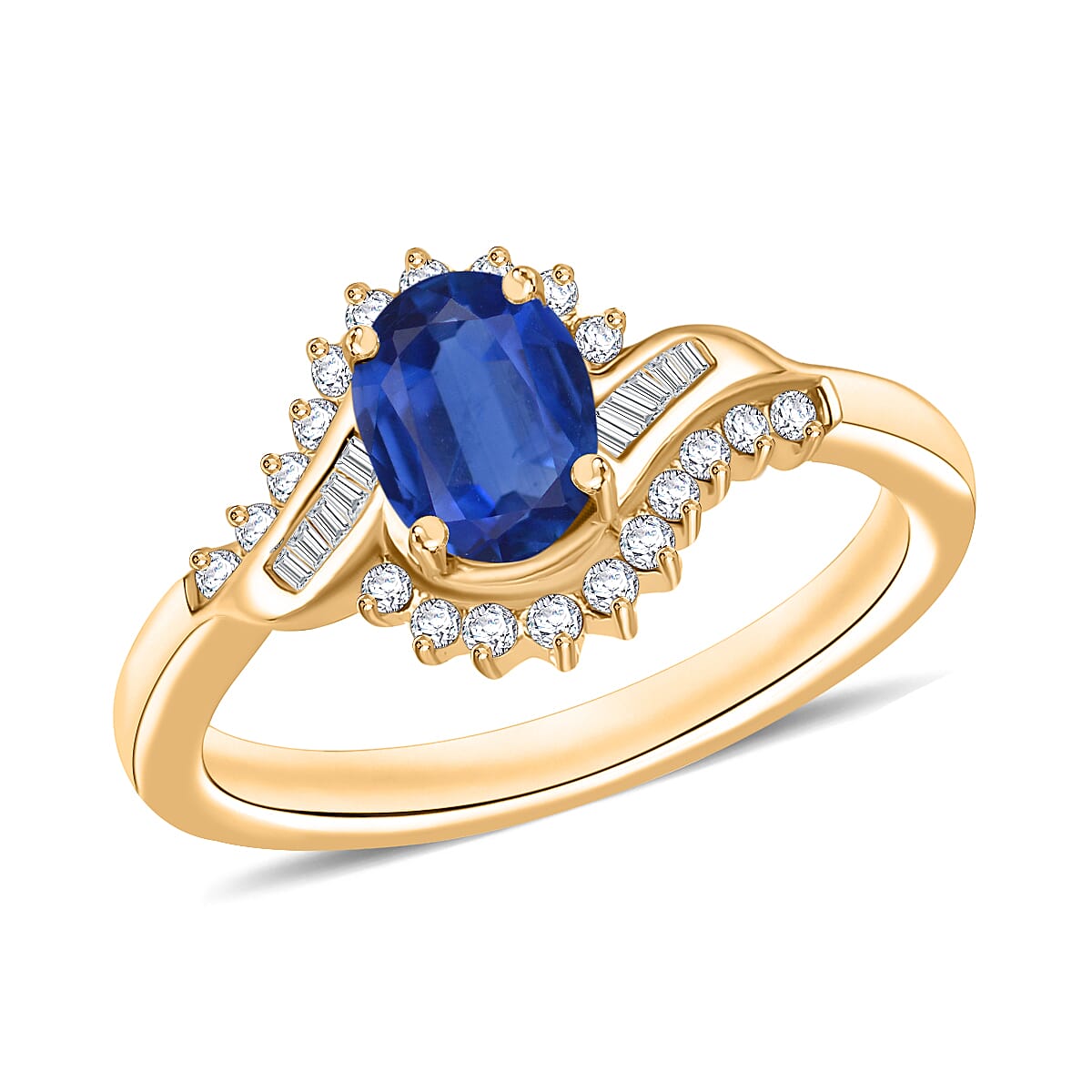 Luxoro Premium Kanchanaburi Blue Sapphire and G-H I1 Diamond Ring in 14K White Gold (Size 10) 1.25 ctw