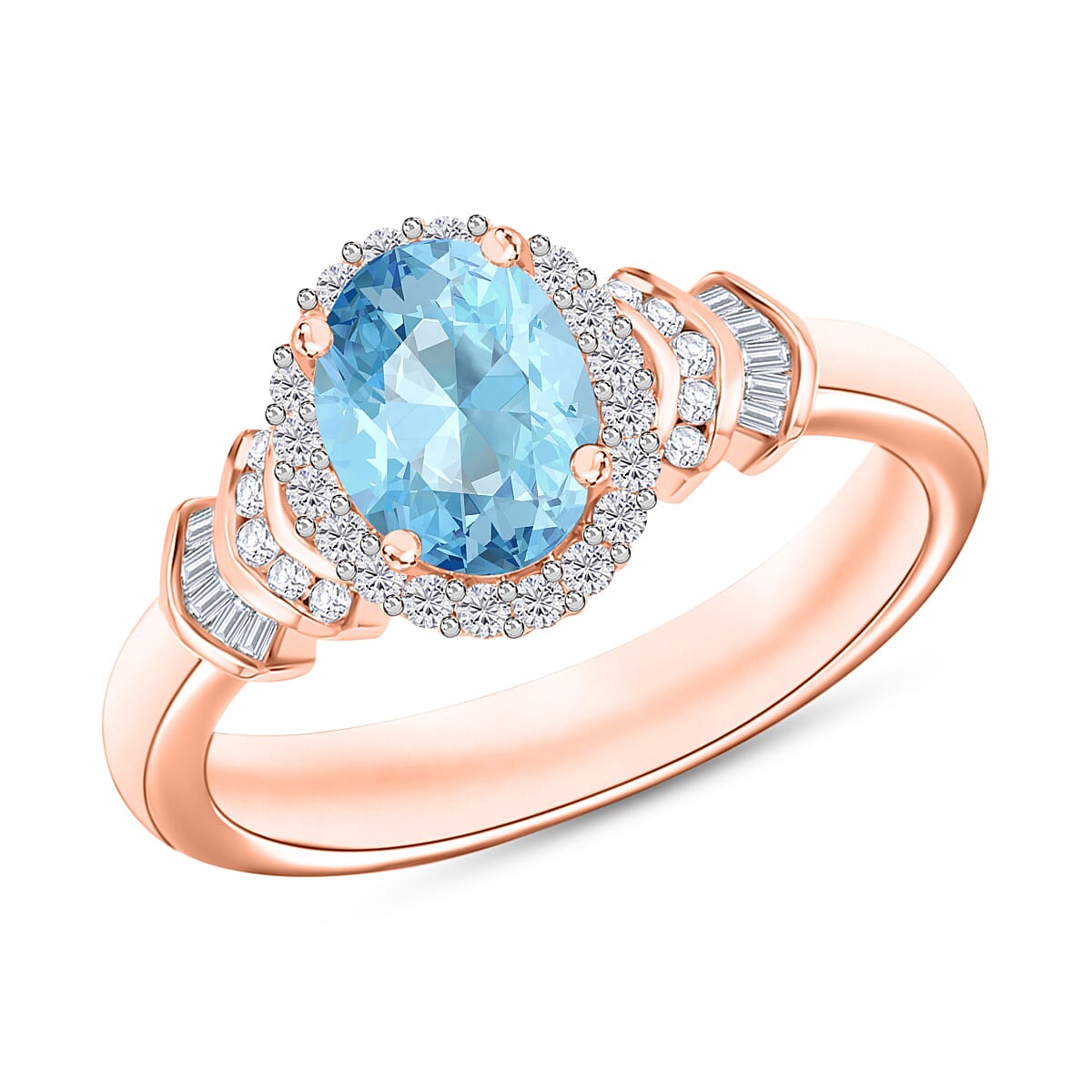 Iliana AAA Santa Maria Aquamarine and G-H SI Diamond Ring in 18K White Gold (Size 10.5) 4.30 Grams 1.56 ctw