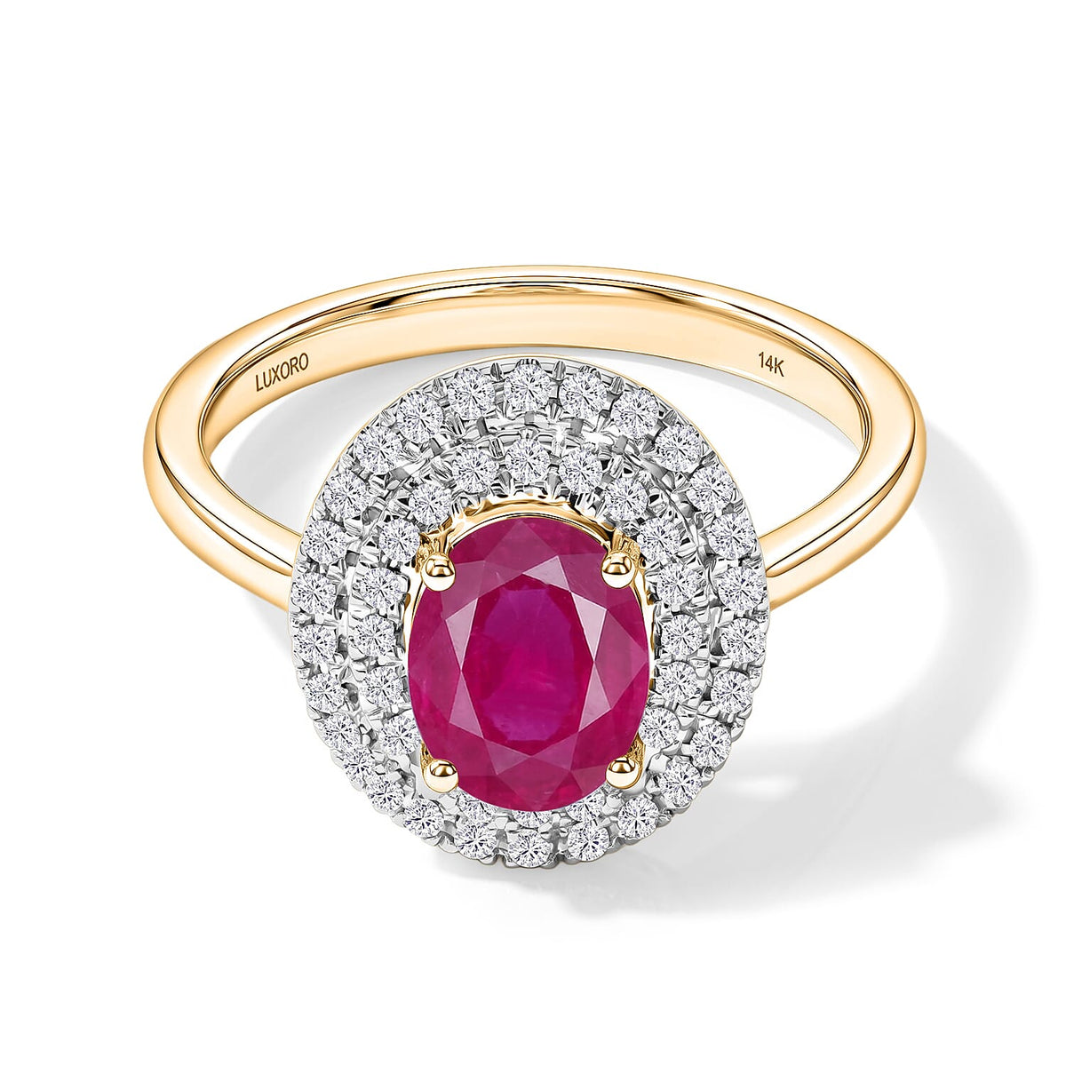 Mozambique Ruby and White Zircon Double Halo Ring in 18K Vermeil Rose Gold Sterling Silver (Size 10) 1.85 ctw