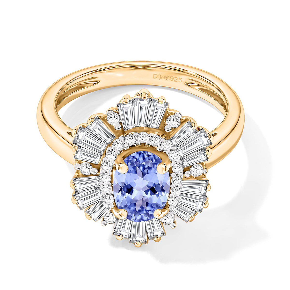Tanzanite and White Zircon Ring in Rhodium Over Sterling Silver (Size 10.0) 2.85 ctw