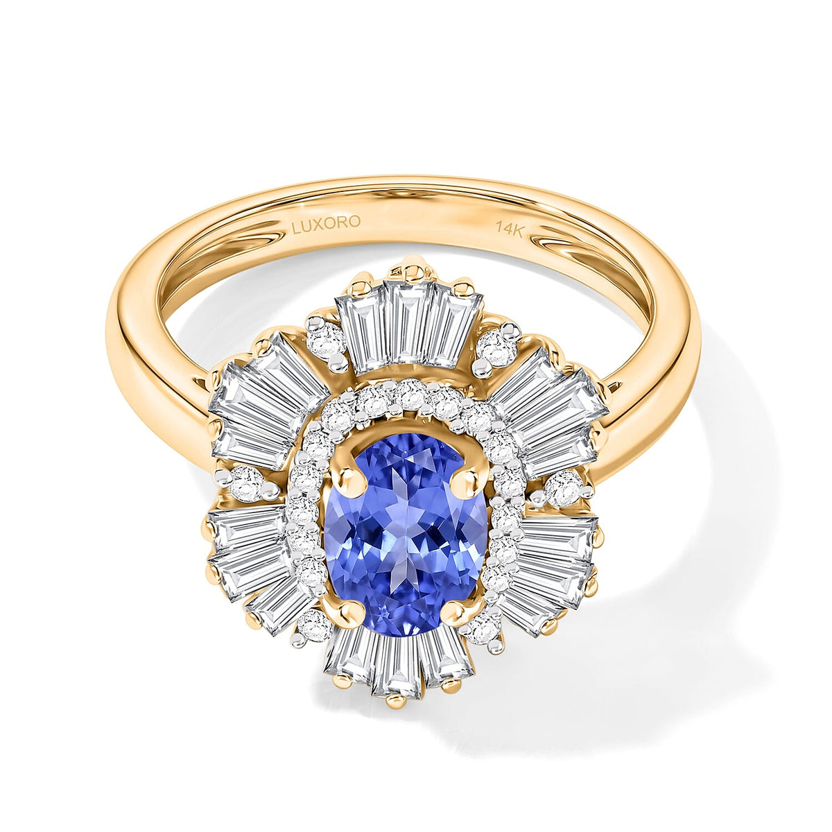 Tanzanite and White Zircon Ring in Rhodium Over Sterling Silver (Size 10.0) 2.85 ctw