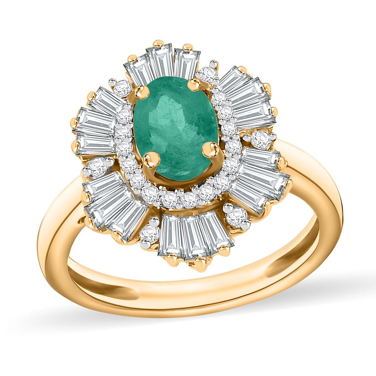Luxoro Premium Kagem Zambian Emerald and G-H I1 Diamond 1.55 ctw Ring in 14K White Gold