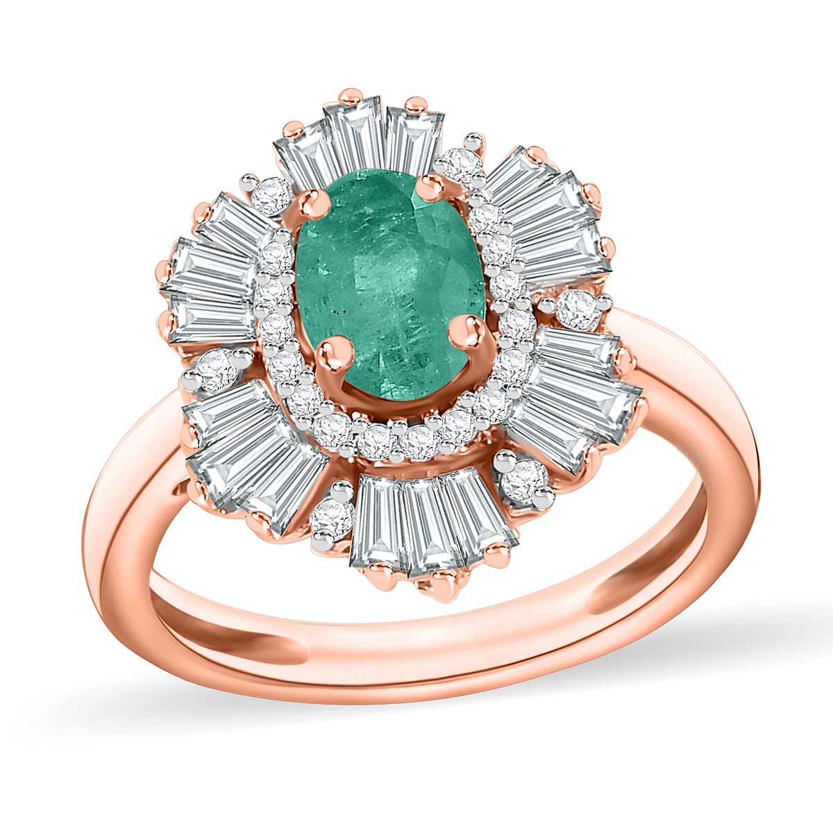 Luxoro Premium Kagem Zambian Emerald and G-H I1 Diamond 1.55 ctw Ring in 14K White Gold