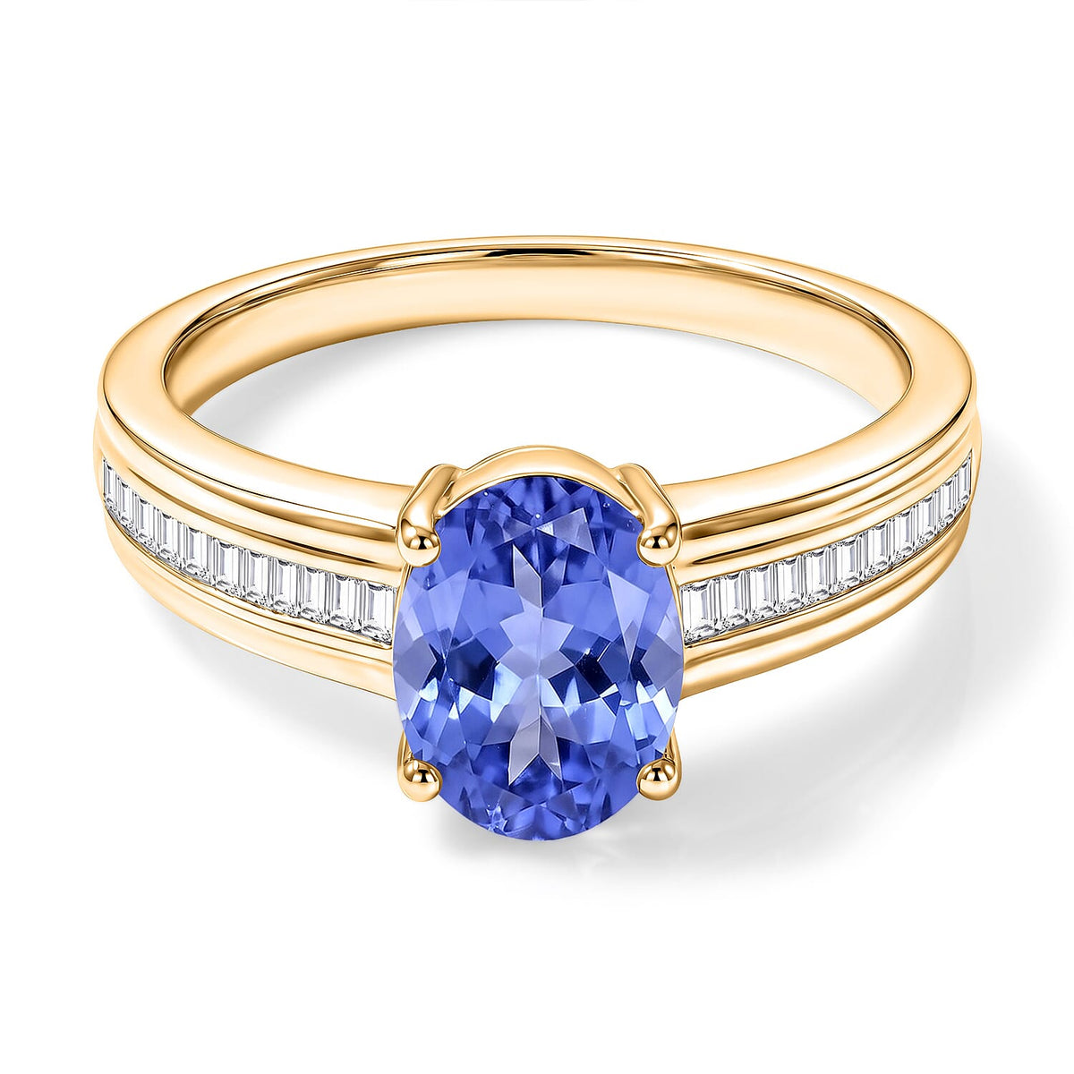 Luxoro Premium Tanzanite and G-H I1 Diamond 1.00 ctw Ring in 14K White Gold