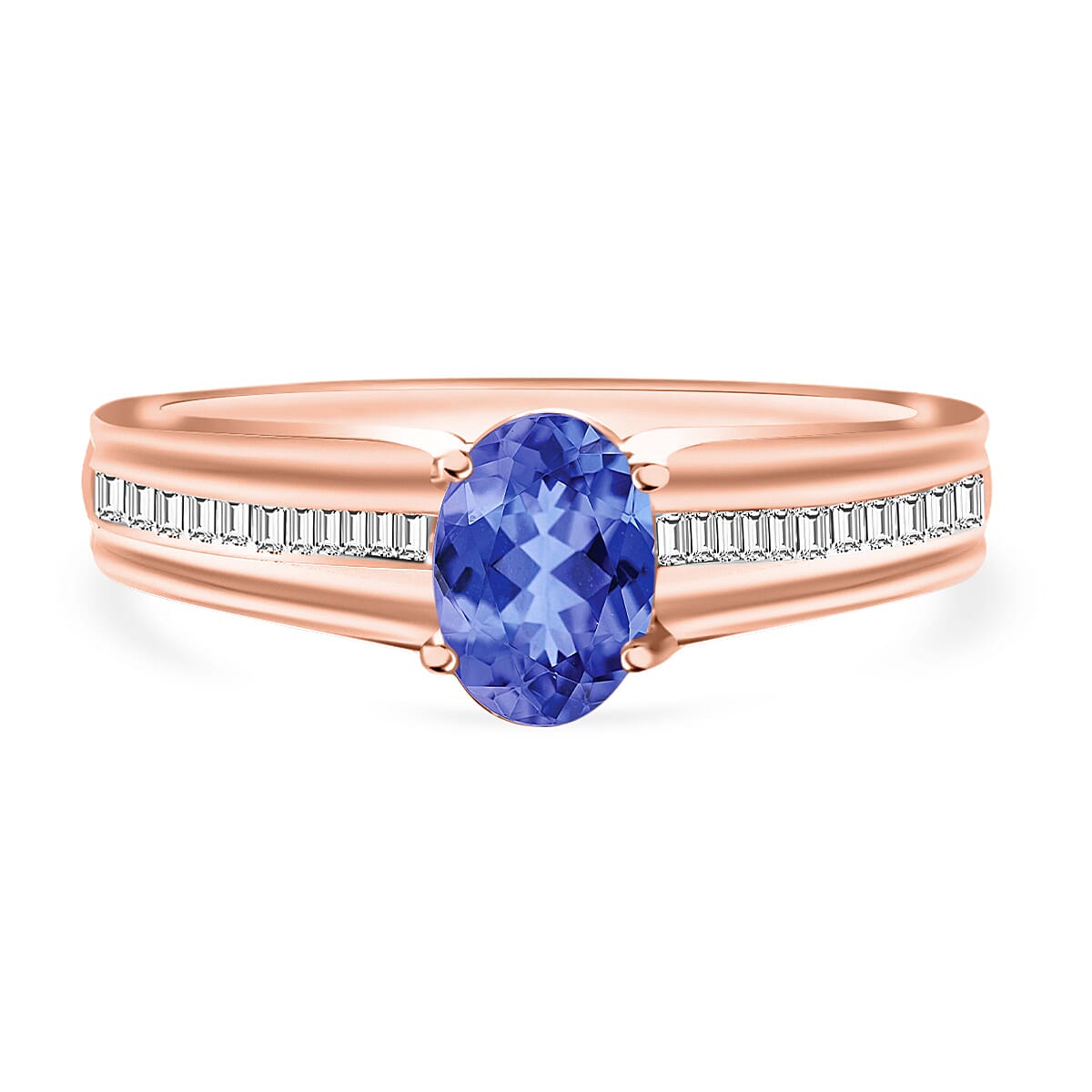 Luxoro Premium Tanzanite and G-H I1 Diamond 1.00 ctw Ring in 14K White Gold