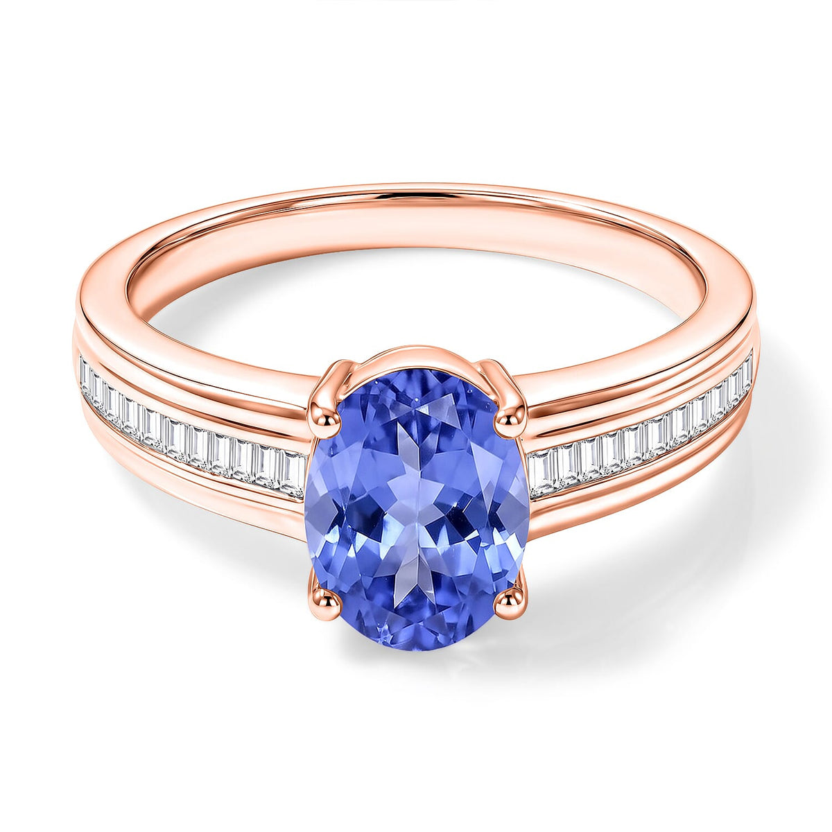 Luxoro Premium Tanzanite and G-H I1 Diamond 1.00 ctw Ring in 14K White Gold