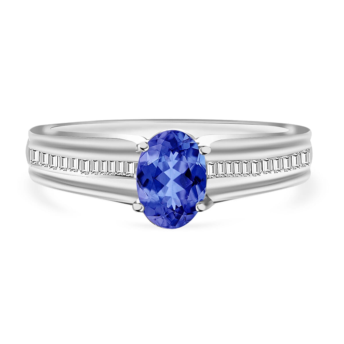 Luxoro Premium Tanzanite and G-H I1 Diamond 1.00 ctw Ring in 14K White Gold