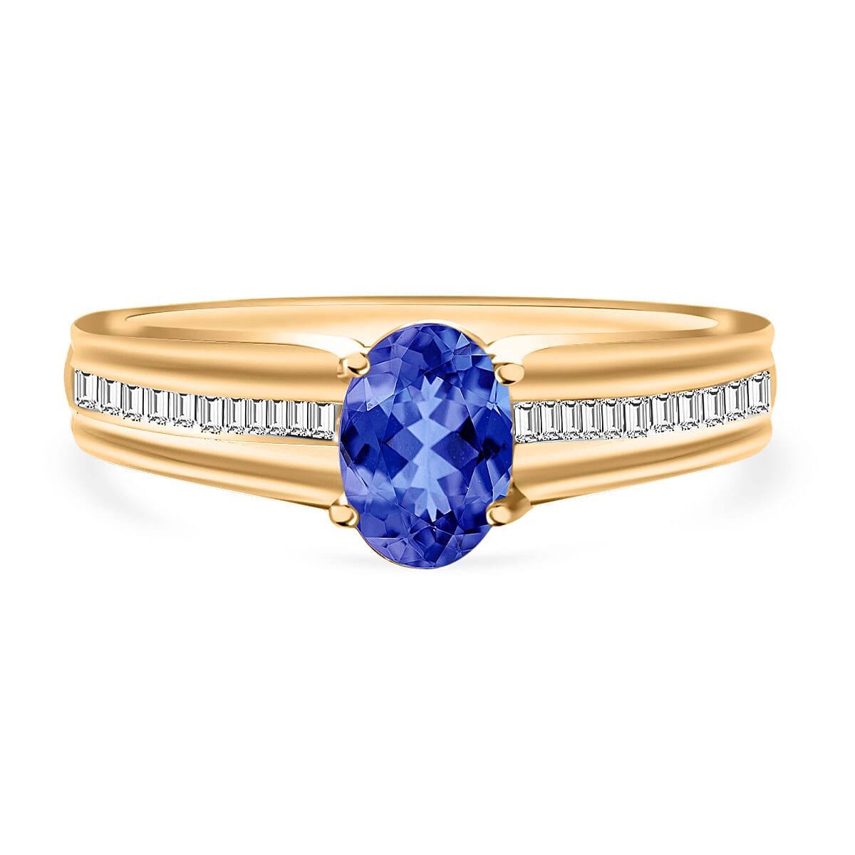 Luxoro Premium Tanzanite and G-H I1 Diamond 1.00 ctw Ring in 14K White Gold
