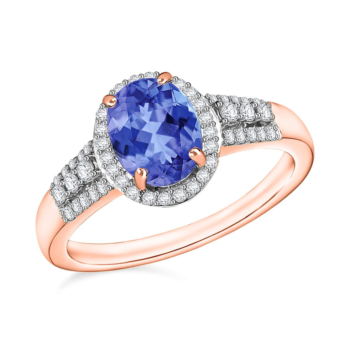 Luxoro Premium Tanzanite and G-H I1 Diamond Ring in 14K White Gold (Size 10.0) 2.36 ctw