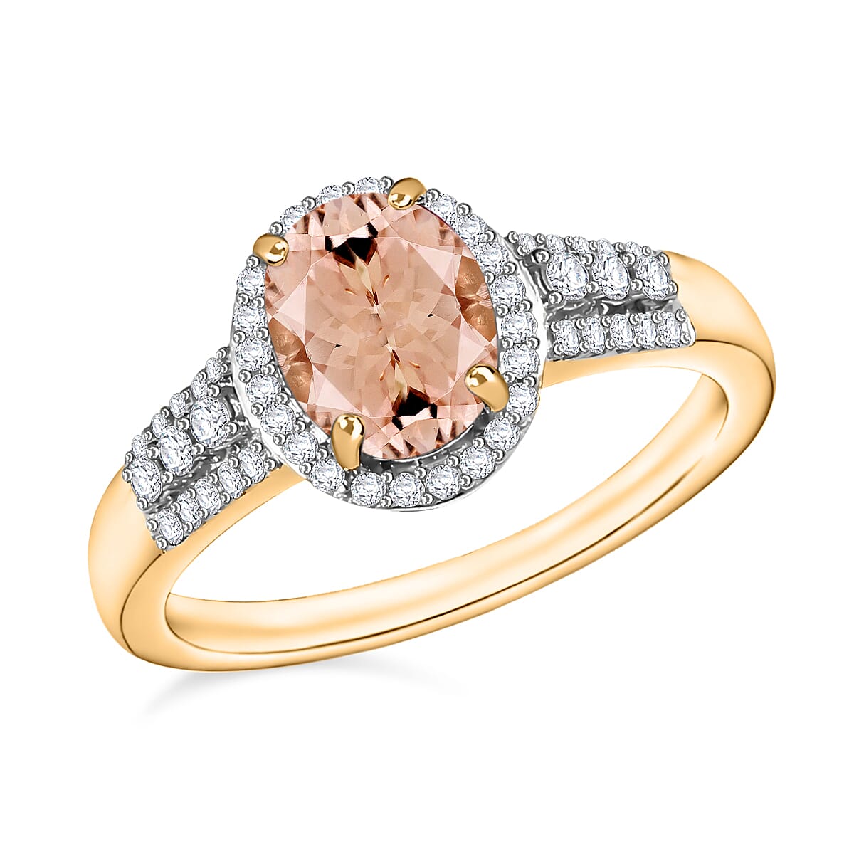Luxoro Premium Marropino Morganite and G-H I1 Diamond Ring in 14K White Gold (Size 10.0) 2.76 ctw